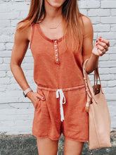 Load image into Gallery viewer, Simple Solid Color Short-sleeved Casual Sleeveless Jumpsuit