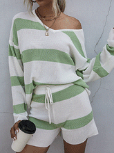 Load image into Gallery viewer, Casual Striped Loose V-Neck Long Sleeve Suit