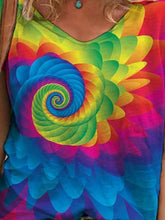 Load image into Gallery viewer, Abstract Vortex Print V-neck Short Sleeve Casual T-shirt Top