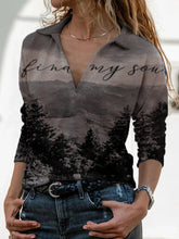 Load image into Gallery viewer, Tie-dye V-neck Printed T-shirt with Lapel Long Sleeve Casual Top