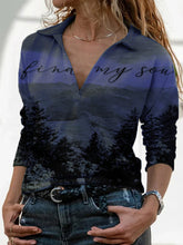 Load image into Gallery viewer, Tie-dye V-neck Printed T-shirt with Lapel Long Sleeve Casual Top