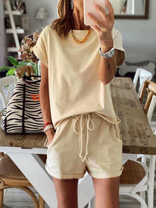 Fashion Casual Short Sleeve Loose Two-piece Suit