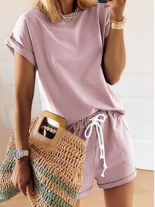 Fashion Casual Short Sleeve Loose Two-piece Suit