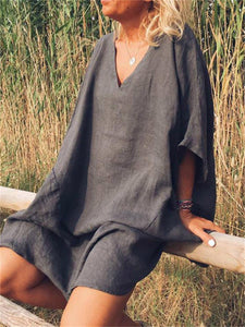 Cotton And Linen Loose Women'S Dress