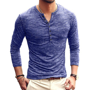 Casual Fashion Men'S V-Neck Long-Sleeved T-Shirt