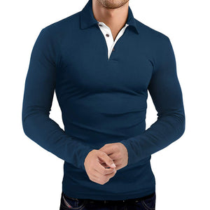 Men'S Business Golf Lapel Long Sleeve Polo Shirt