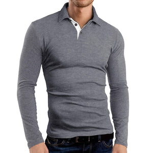 Men'S Business Golf Lapel Long Sleeve Polo Shirt