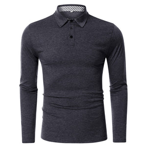 Lapel Men'S Long-Sleeved Polo Shirt