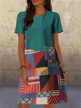 Load image into Gallery viewer, Retro Geometric Stitching Women&#39;S Midi Dress