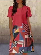 Load image into Gallery viewer, Retro Geometric Stitching Women&#39;S Midi Dress