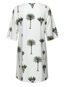 Summer Leaf Print Loose Women'S Dress