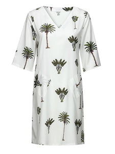 Summer Leaf Print Loose Women'S Dress