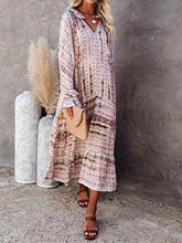 Load image into Gallery viewer, Fashion Loose V-neck Lace Long Printed Dress