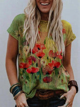 Load image into Gallery viewer, Casual Floral Printing Short Sleeve Women's T-shirt