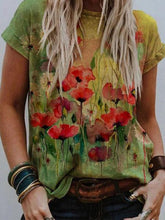Load image into Gallery viewer, Casual Floral Printing Short Sleeve Women's T-shirt