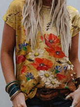 Load image into Gallery viewer, Retro Print Round Neck T-shirt for Women