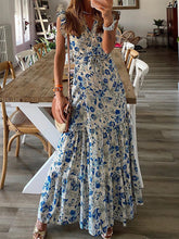 Load image into Gallery viewer, Women Bohemian Floral V-Neck Maxi Dress