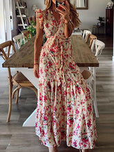 Load image into Gallery viewer, Women Bohemian Floral V-Neck Maxi Dress