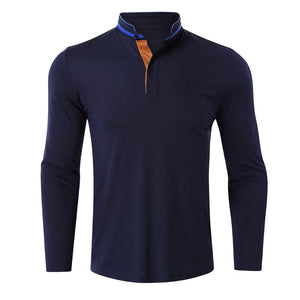 Men'S Long-Sleeved Golf Lapel Polo Shirt