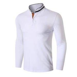 Men'S Long-Sleeved Golf Lapel Polo Shirt