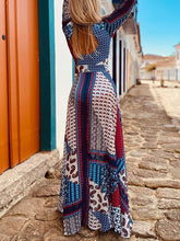 Load image into Gallery viewer, Women Bohemian V-Neck Long Sleeve Backless Maxi Dress