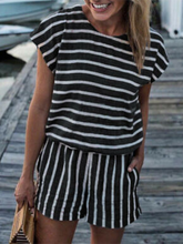Load image into Gallery viewer, Pure Color Simple Casual Striped Printed Loose Jumpsuit