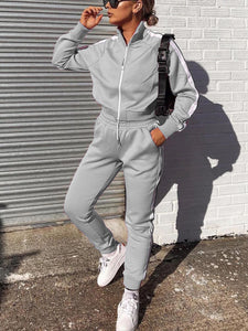 Women'S Casual Fashion Solid Color Sports Two-Piece Suit