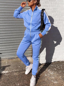 Women'S Casual Fashion Solid Color Sports Two-Piece Suit