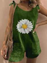 Load image into Gallery viewer, Daisy Print Tie Sleeveless Holiday Pockets Romper Jumpsuit