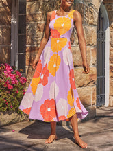 Load image into Gallery viewer, Women Floral Round Neck Beach Midi Dress