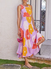 Load image into Gallery viewer, Women Floral Round Neck Beach Midi Dress