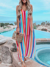 Load image into Gallery viewer, Women Beach Stripe V-Neck Sling Maxi Dress