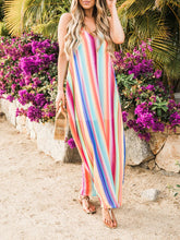 Load image into Gallery viewer, Women Beach Stripe V-Neck Sling Maxi Dress