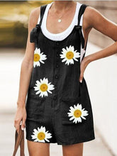 Load image into Gallery viewer, Women's Cotton Linen Daisy Print Overalls Casual Jumpsuit
