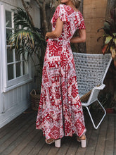 Load image into Gallery viewer, Women Vacation Floral V-Neck Split Maxi Dress