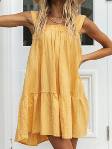 Pure Color Sling Loose Casual Dress