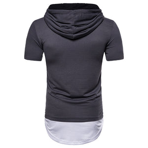 Men'S Plus Size Hip-Hop Arc Short-Sleeved Hooded T-Shirt