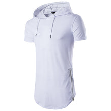 Load image into Gallery viewer, Men&#39;S Double Side Zipper Hip Hop Long Hooded Short Sleeve T-Shirt