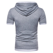 Load image into Gallery viewer, New fake two pieces of European and American fashion plus size short sleeve hooded T-shirt Q94