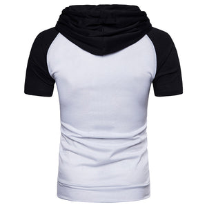 Men'S Raglan Sleeve Design Hooded Short Sleeve T-Shirt