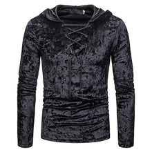 Load image into Gallery viewer, Men&#39;S Diamond Velvet Loose Hooded Long Sleeve T-Shirt