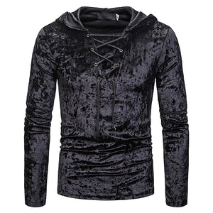 Men'S Diamond Velvet Loose Hooded Long Sleeve T-Shirt