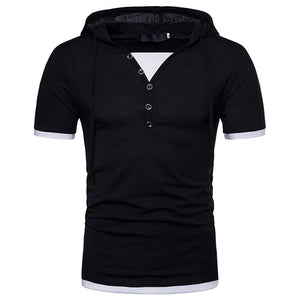 Men'S Plus Size Hip-Hop Short Sleeve Hooded T-Shirt