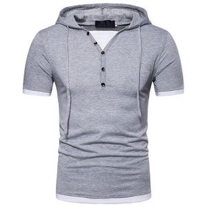 Men'S Plus Size Hip-Hop Short Sleeve Hooded T-Shirt