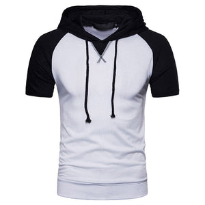 Men'S Raglan Sleeve Design Hooded Short Sleeve T-Shirt