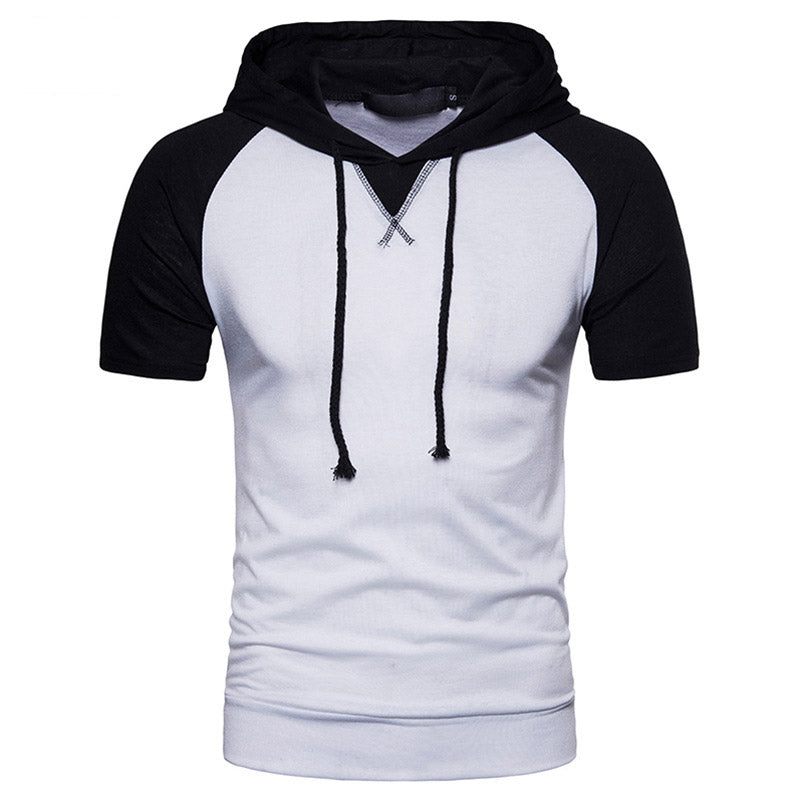 Men'S Raglan Sleeve Design Hooded Short Sleeve T-Shirt