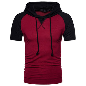 Men'S Raglan Sleeve Design Hooded Short Sleeve T-Shirt