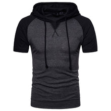 Load image into Gallery viewer, Men&#39;S Raglan Sleeve Design Hooded Short Sleeve T-Shirt