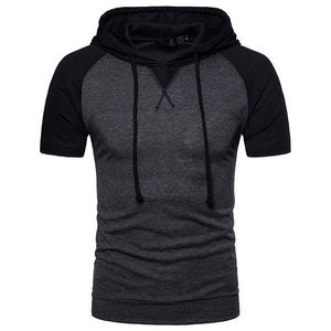 Men'S Raglan Sleeve Design Hooded Short Sleeve T-Shirt