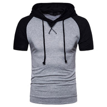 Load image into Gallery viewer, Men&#39;S Raglan Sleeve Design Hooded Short Sleeve T-Shirt